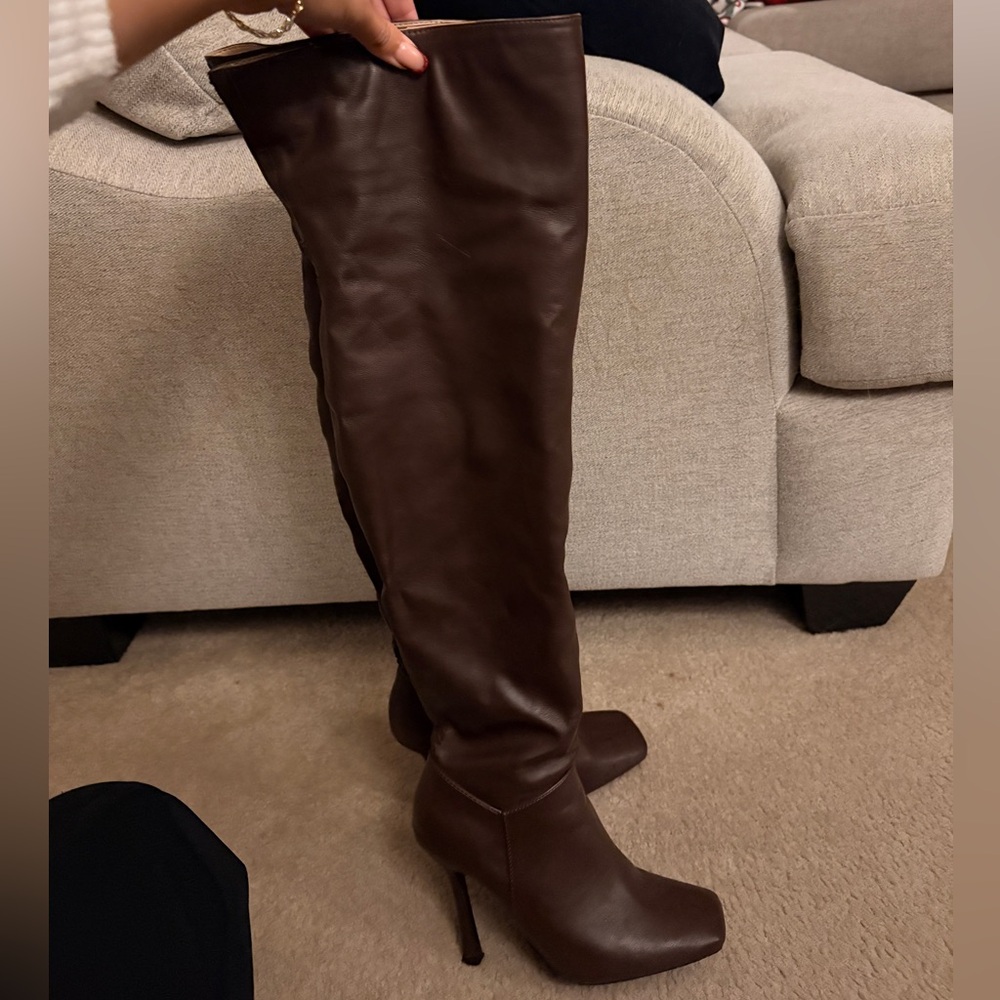 Brown Knee-High Leather Boots